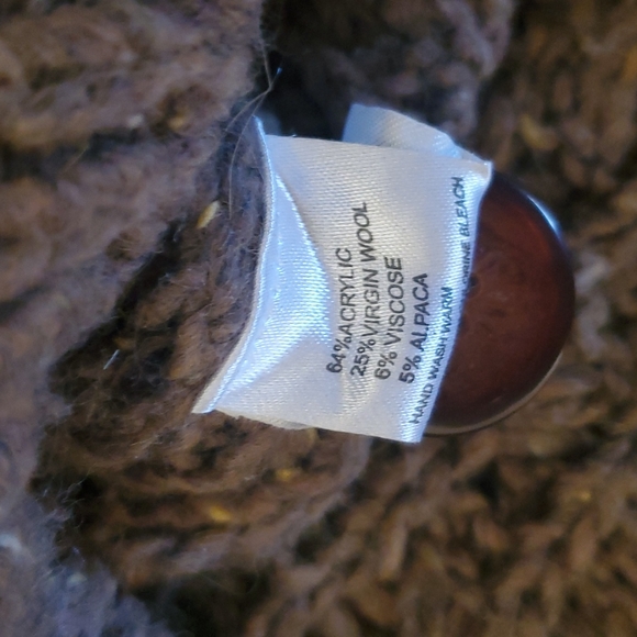 Isabella Sinclair Chunky Knit Cardigan Sweater Brown Shawl Collar Cozy Fall Sz M - Picture 4 of 5